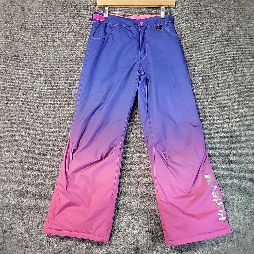 Hurley Ombre Snow Ski Pants Girls Sz L Pink Purple E-Z Grow Adaptive System